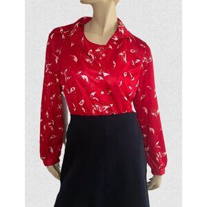 Vintage Matching Blouse and Sleeveless Shirt, Size L, 1970s SEARS